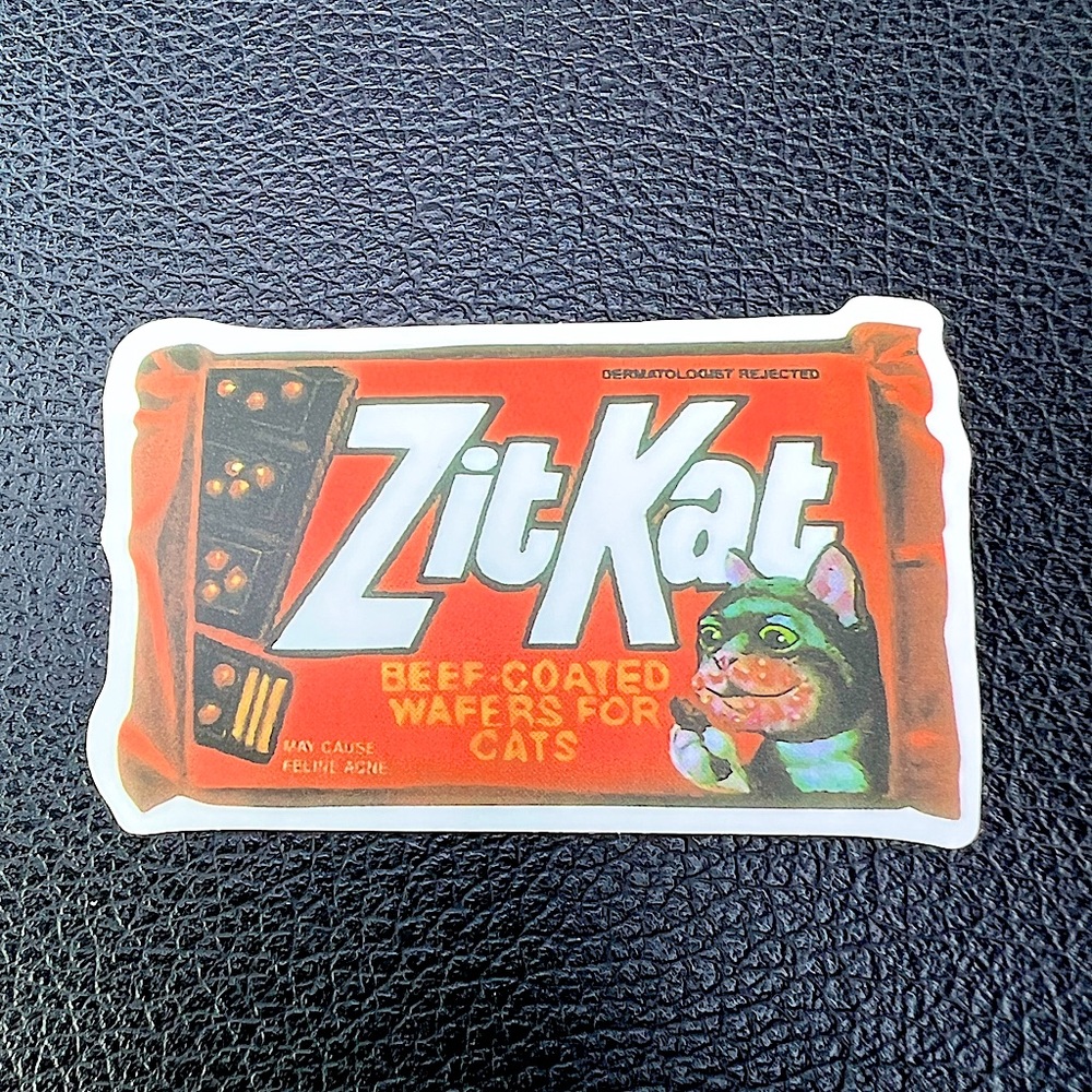 Zit Kat Gross Crude Rude Blunt Brand Parody 80s 90s Blunt Funny Sticker